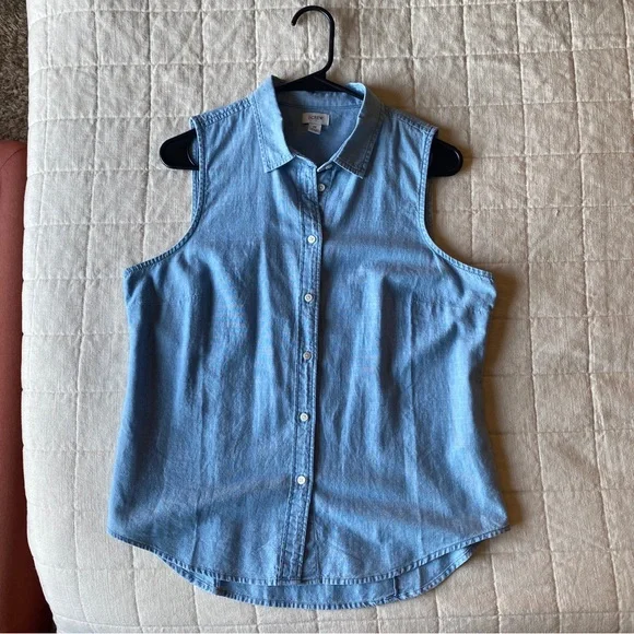 J. Crew denim button up blouse - Picture 1 of 4